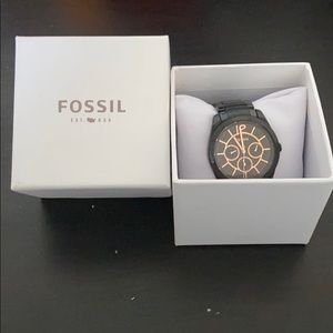 Fossil Watch Black & Rose Gold